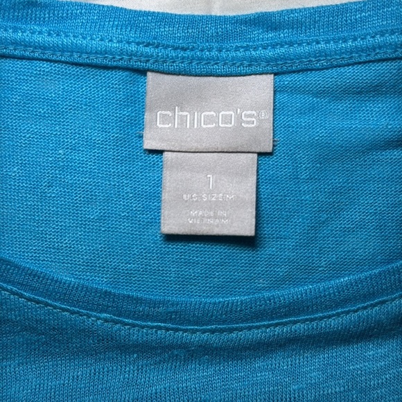 Chicos Linen Flutter Sleeve Tee Size M - Picture 7 of 9